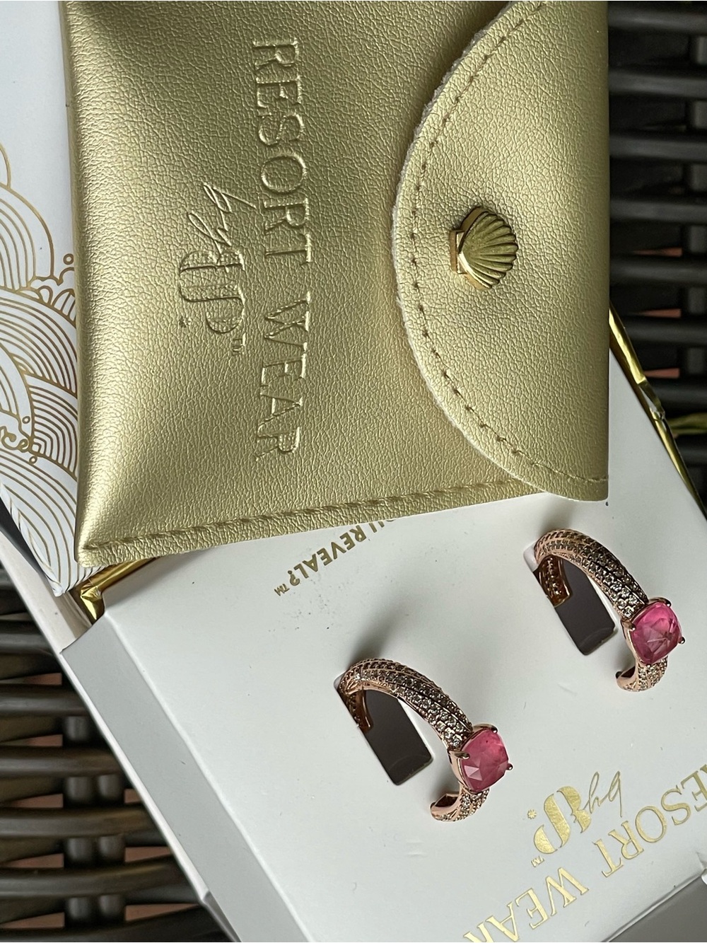 RESORT WEAR by BP - The Marguerite - Rose Gold Hoop Earrings - Pink Topaz Stones